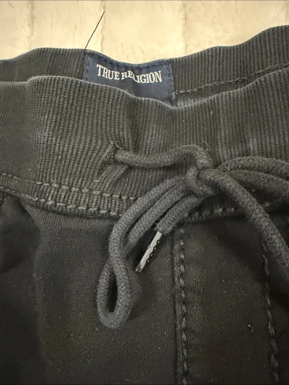 True Religion Black Ribbed Knee Jogger Sweatpants